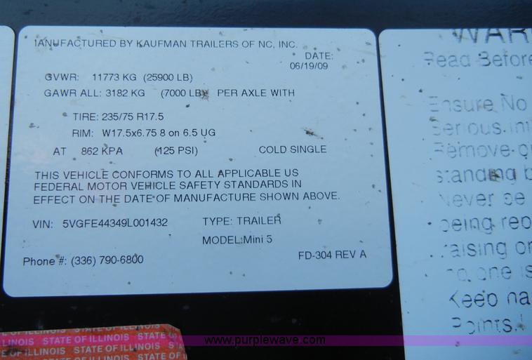 image for item A3438 2009 Kaufman Mini 5 43' five car hauler