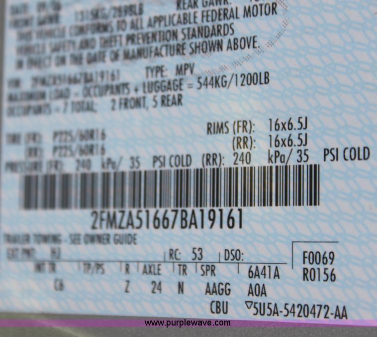 image for item B8838 2007 Ford Freestar SE mini van