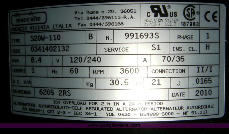 image for item J9326 John Deere PR-G7500M portable generator