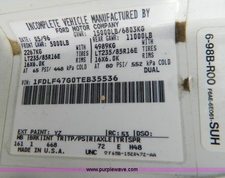 image for item D8734 1996 Ford F450 Super Duty dump truck