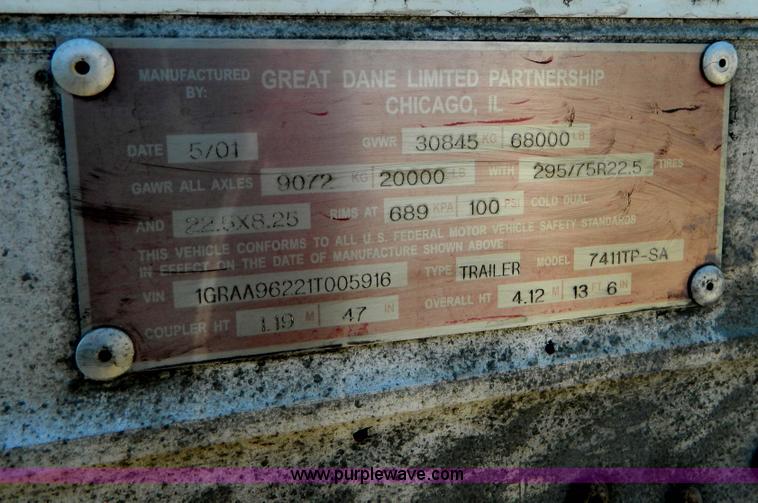 image for item D8759 2001 Great Dane box van trailer