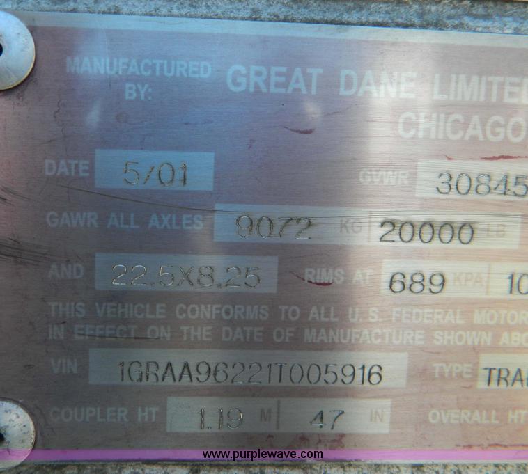 image for item D8759 2001 Great Dane box van trailer