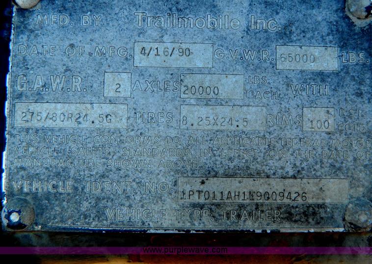 image for item D8760 1990 Trailmobile box van trailer