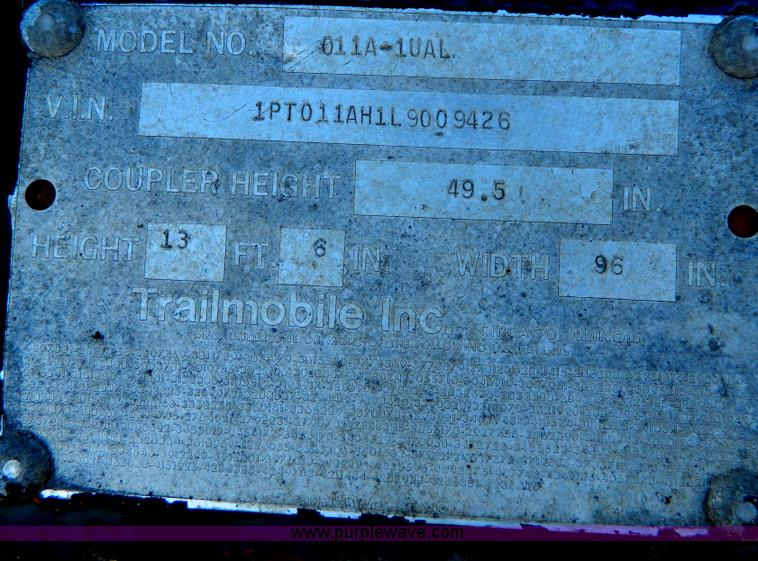 image for item D8760 1990 Trailmobile box van trailer