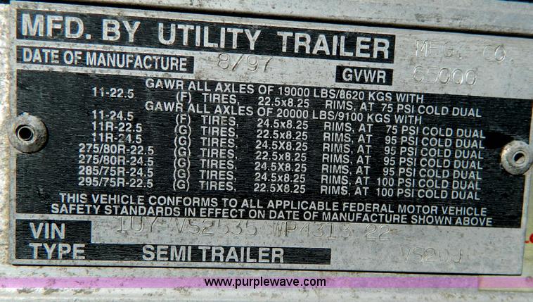image for item D8761 1997 Utility box van trailer