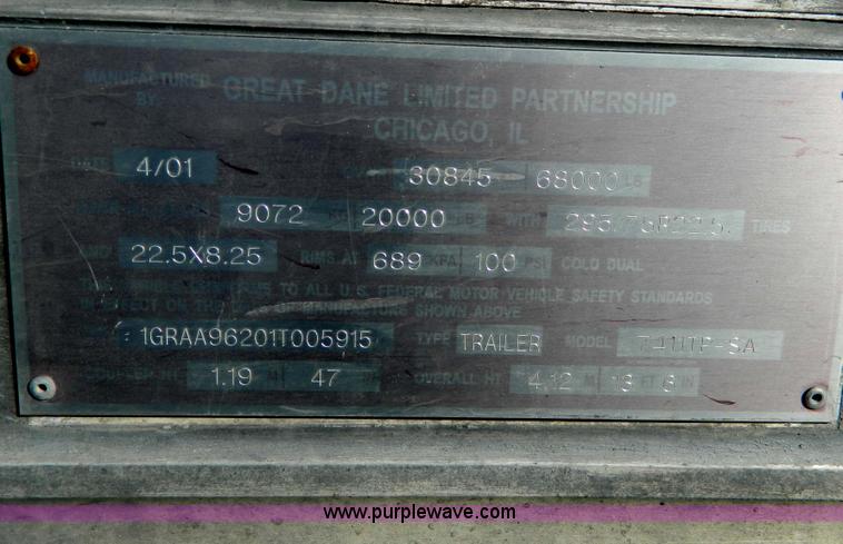 image for item D8764 2001 Great Dane box van trailer