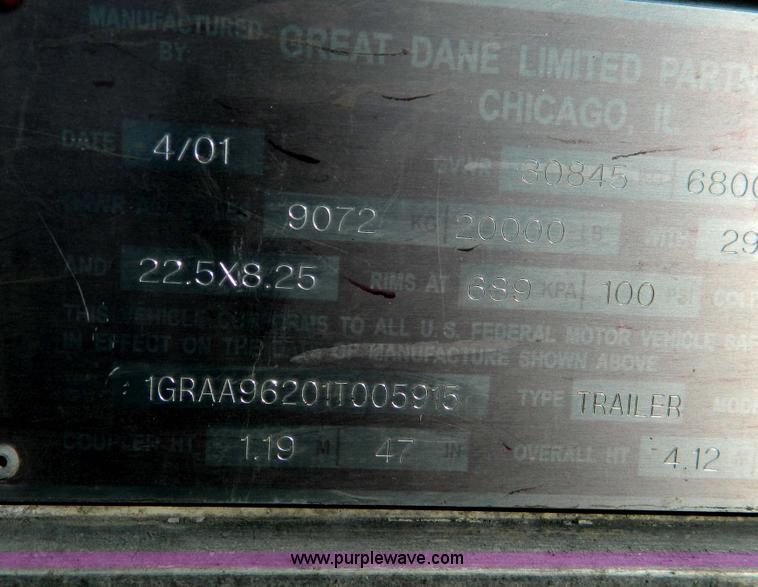 image for item D8764 2001 Great Dane box van trailer