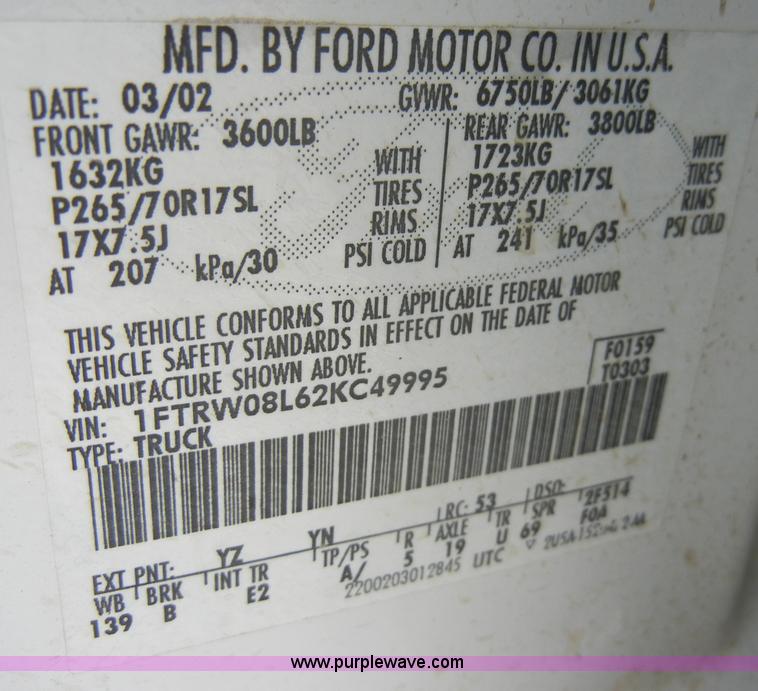 image for item A3460 2002 Ford F150 Lariat super crew pickup truck