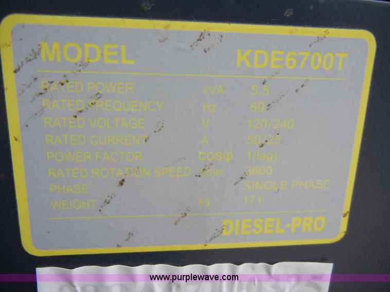 image for item A3484 KDE 6700T diesel generator