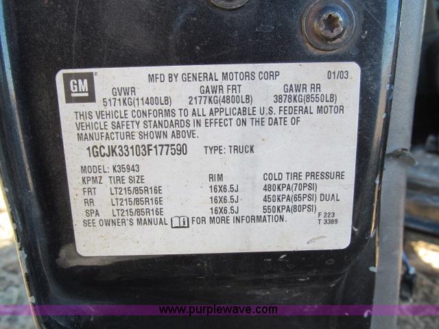 image for item B5079 2003 Chevrolet Silverado K3500 LT crew cab pickup truck