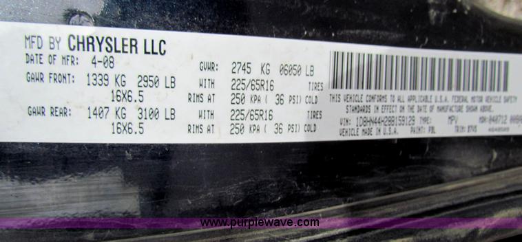 image for item B7056 2008 Dodge Grand Caravan SE mini van