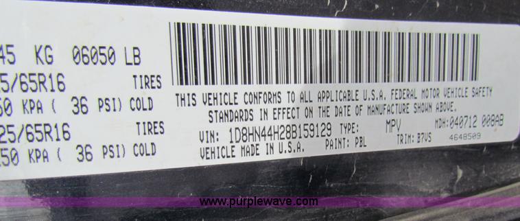 image for item B7056 2008 Dodge Grand Caravan SE mini van
