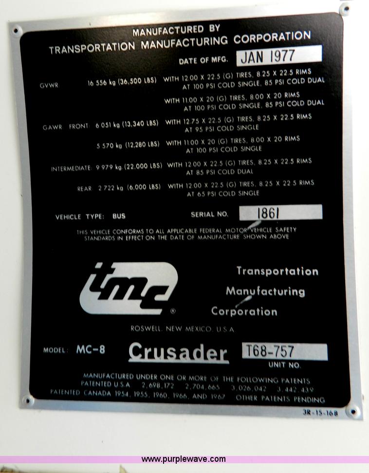 image for item D8716 1977 MCI Bus Crusader MC-8