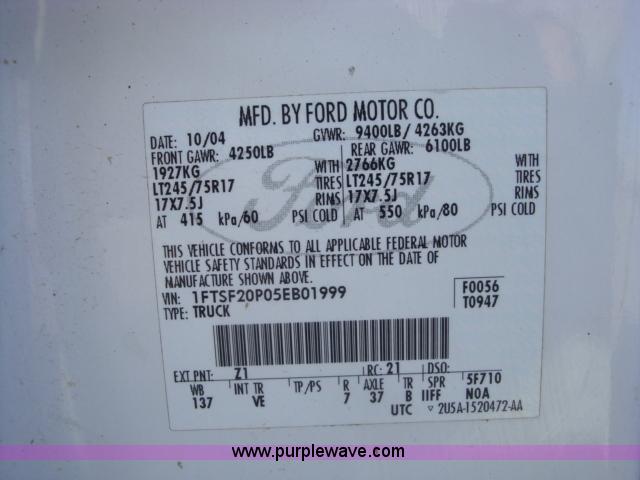 image for item A1867 2005 Ford F250 XLT Super Duty pickup truck