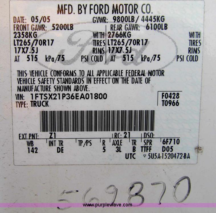 image for item A4930 2006 Ford F250 XLT Super Duty pickup truck