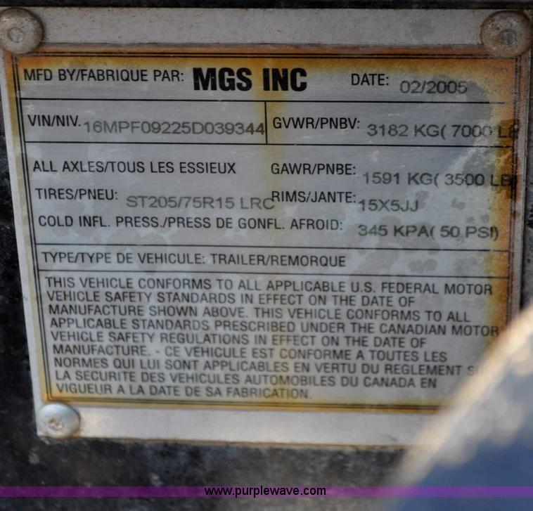 image for item A5856 2005 MGS generator trailer