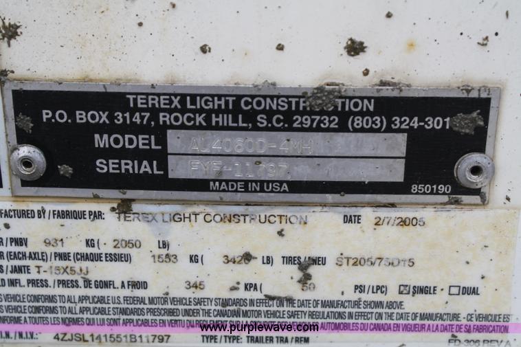 image for item A6761 2005 Terex Amida AL4000 light tower/generator