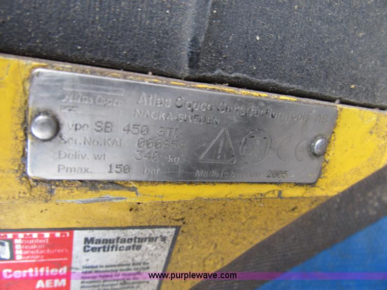 image for item B2614 2005 Atlas Copco SB450 hydraulic breaker