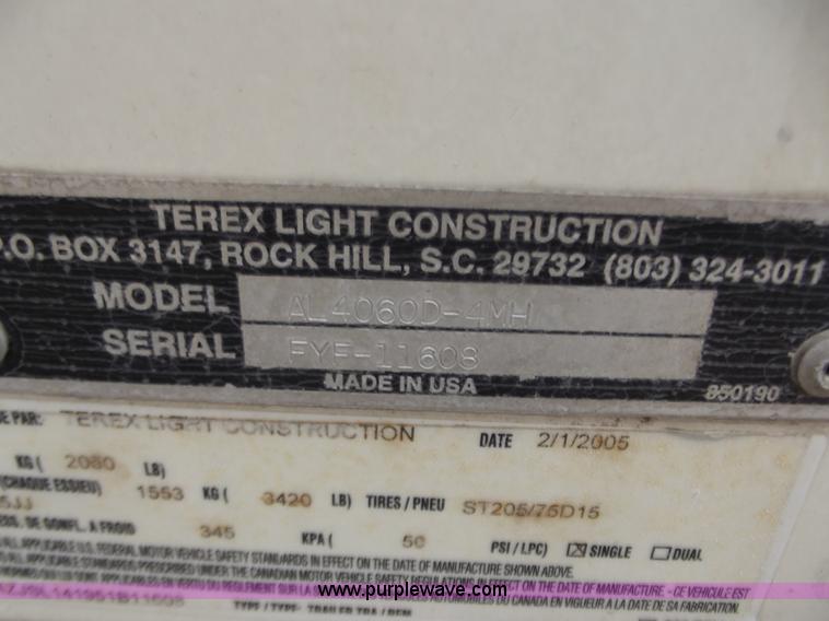 image for item B6226 2005 Amida AL4000 light tower/generator