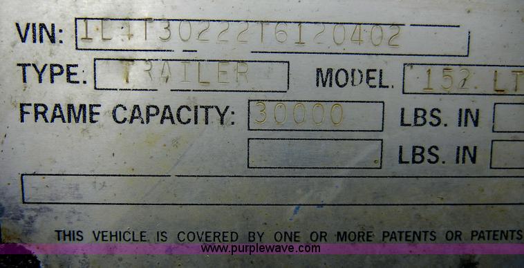 image for item A3473 1996 Load King 152LT tandem axle trailer