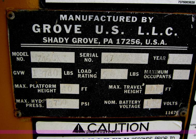 image for item A5628 1998 Grove MZ46CXT boom lift