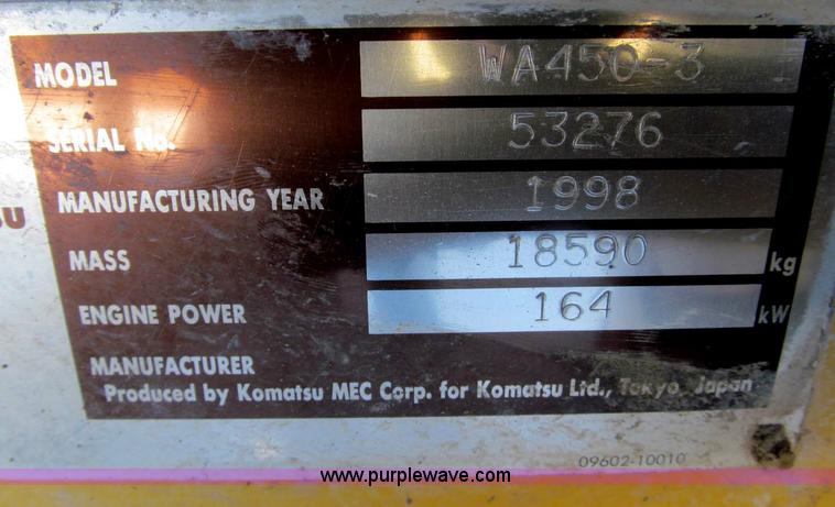 image for item A6764 1998 Komatsu WA450-3 wheel loader