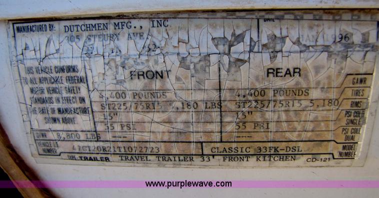 image for item B2195 1996 Dutchmen 33' travel trailer