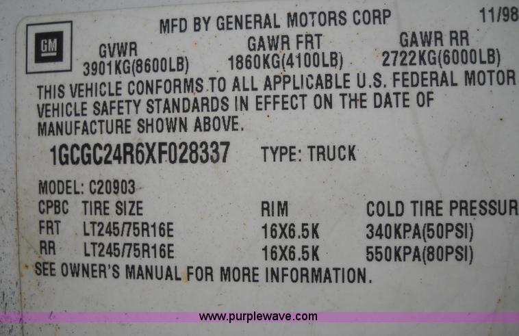 image for item A1842 1999 Chevrolet C2500 pickup truck