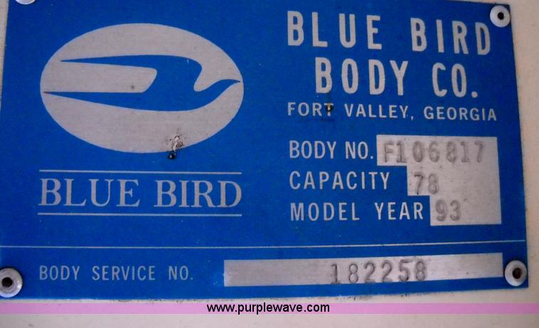 image for item A1843 1993 Blue Bird All American school bus