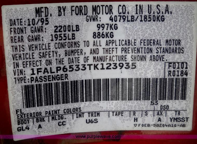 image for item A1844 1996 Ford Contour GL