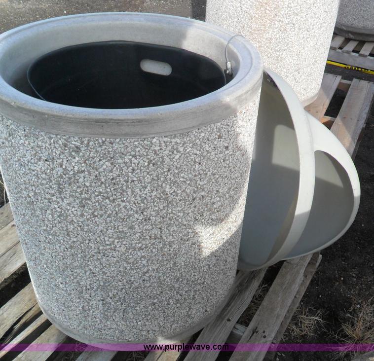 image for item A1944 (2) cast concrete round trash cans