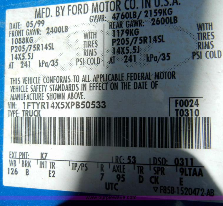 image for item A3489 1999 Ford Ranger XLT supercab pickup truck
