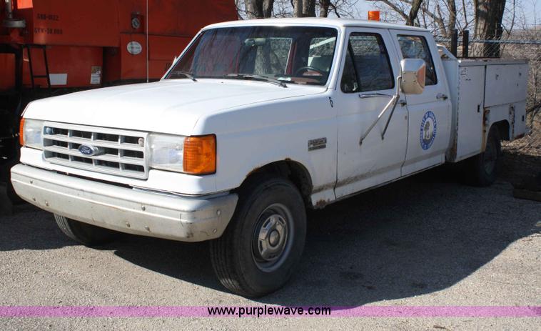 image for item A6964 1991 Ford F350 crew cab utility truck