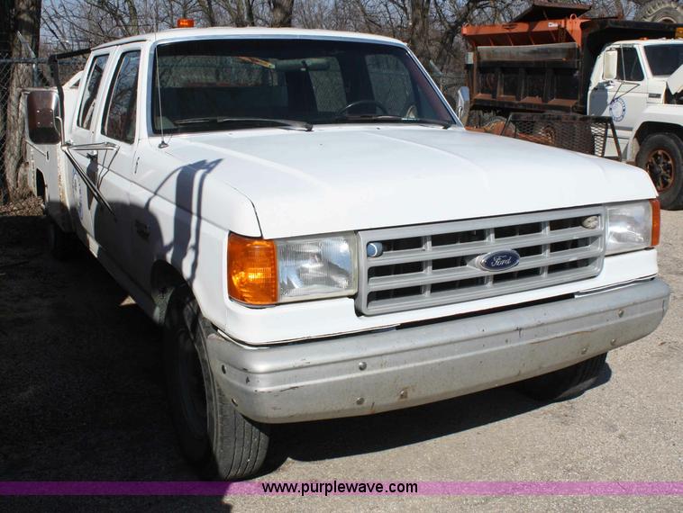 image for item A6964 1991 Ford F350 crew cab utility truck