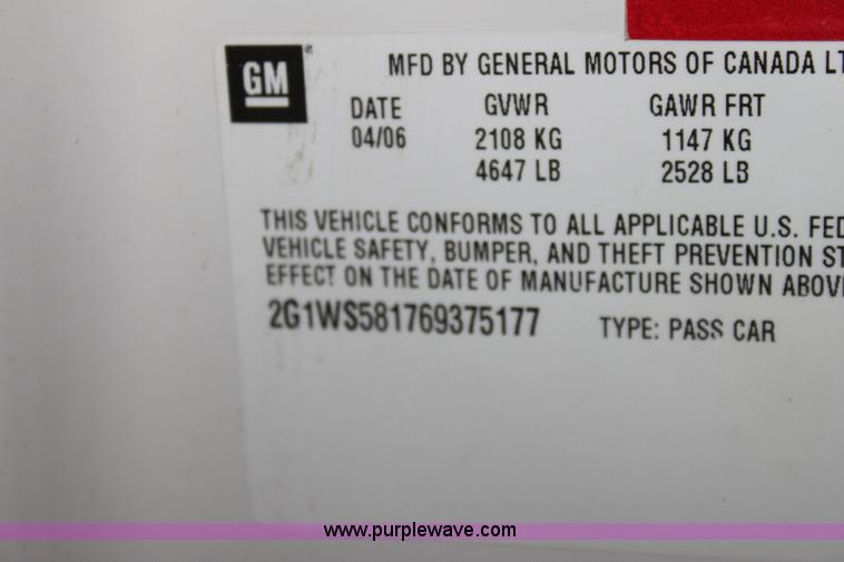 image for item B8959 2006 Chevrolet Impala Police