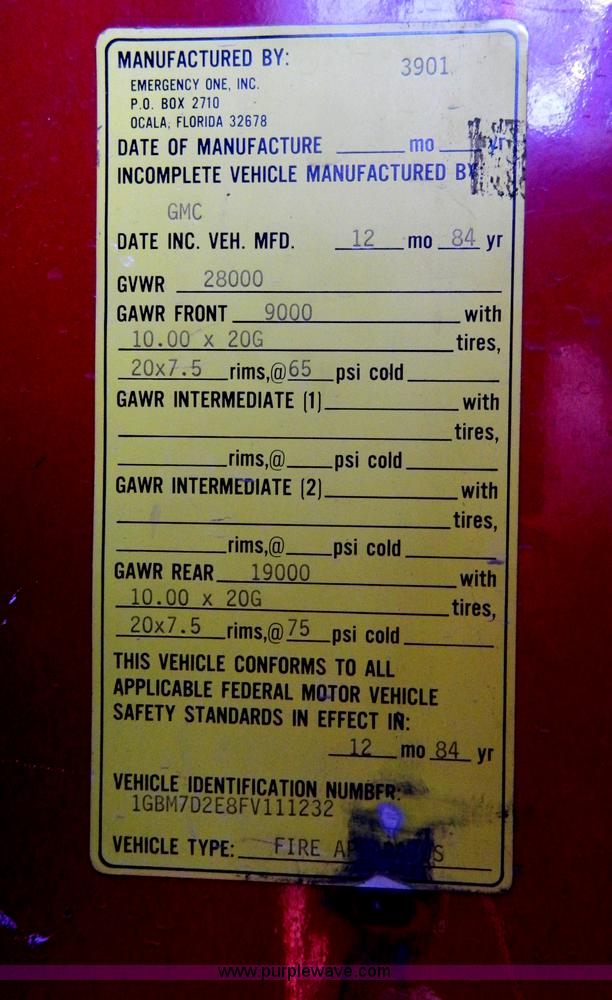 image for item D8738 1985 Chevrolet C70 firetruck