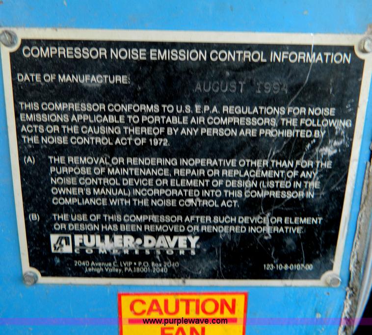 image for item D8746 1994 Fuller-Davey 125RPDQ compressor