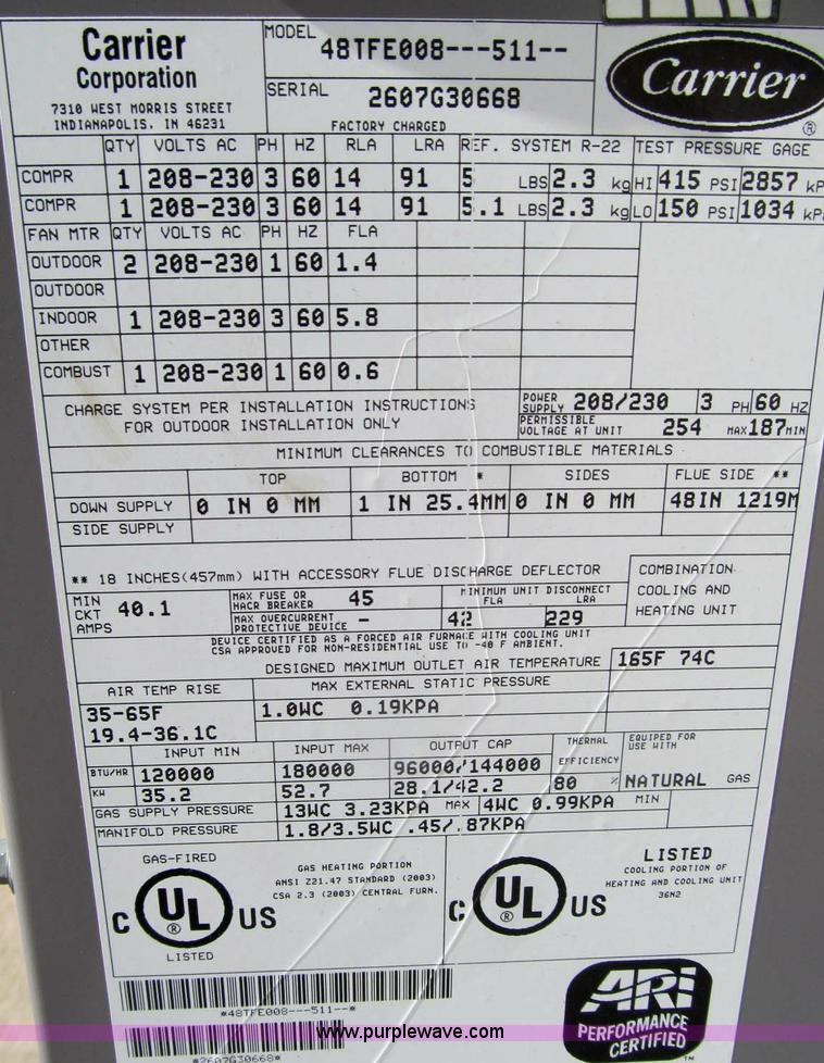 image for item A6754 Carrier industrial AC unit