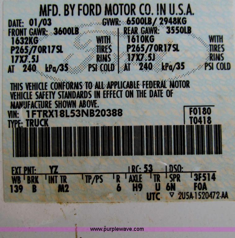 image for item D3050 2003 Ford F150 extended cab pickup