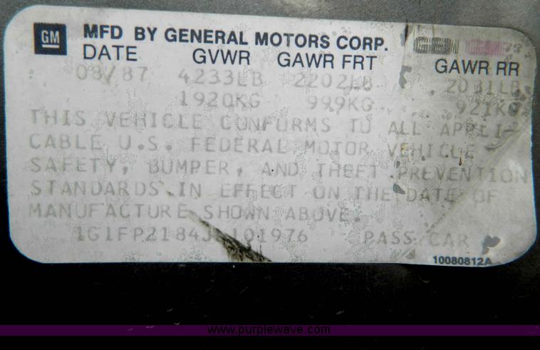 image for item D8763 1988 Chevrolet Camaro IROC-Z