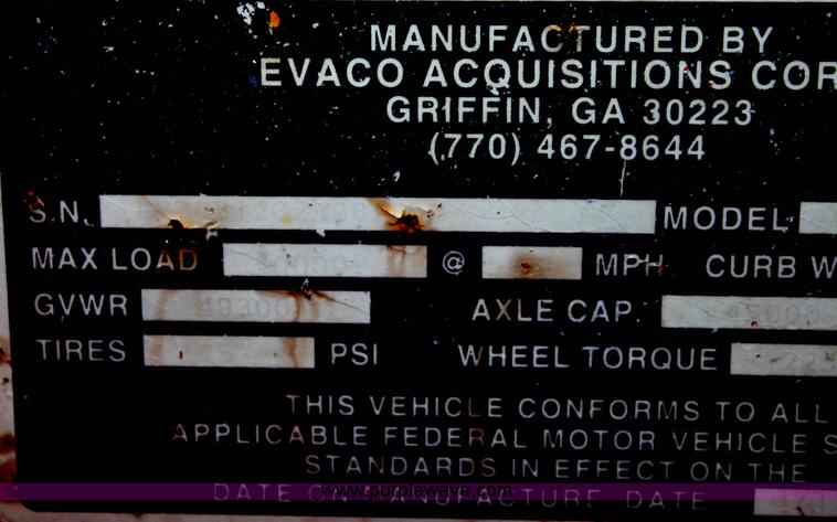 image for item A7188 2001 Evaco 15 ton tandem axle trailer