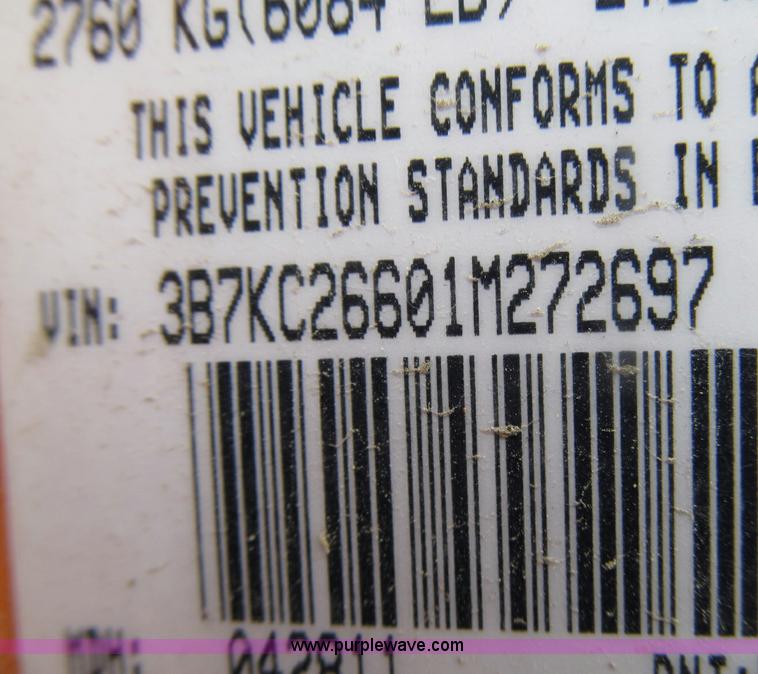 image for item D6529 2001 Dodge Ram 2500 pickup truck