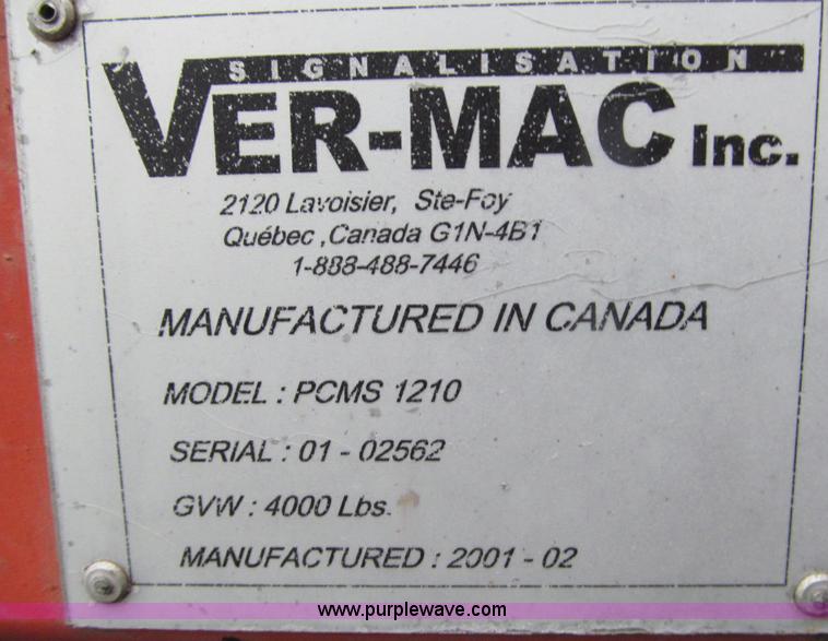 image for item D6547 2001 Ver-Mac PCMS-1210 variable message board