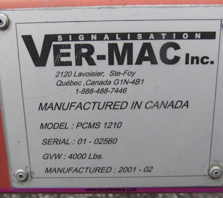 image for item D6548 2001 Ver-Mac PCMS-1210 variable message board