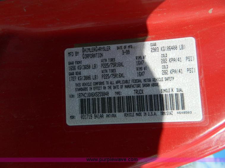 image for item D8835 1999 Dodge Ram 1500 pickup truck