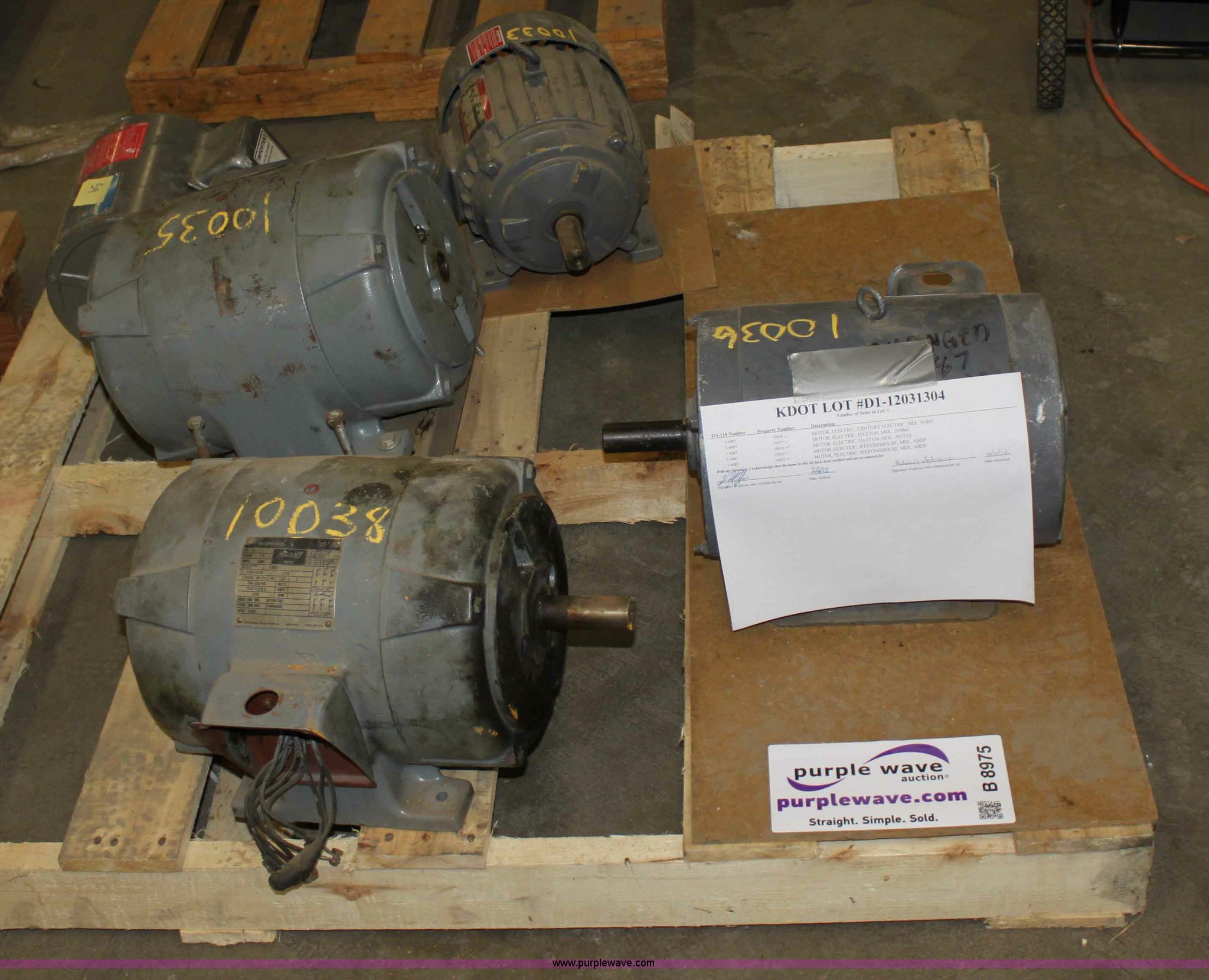 (5) electric motors in Topeka, KS Item B8975 sold Purple Wave
