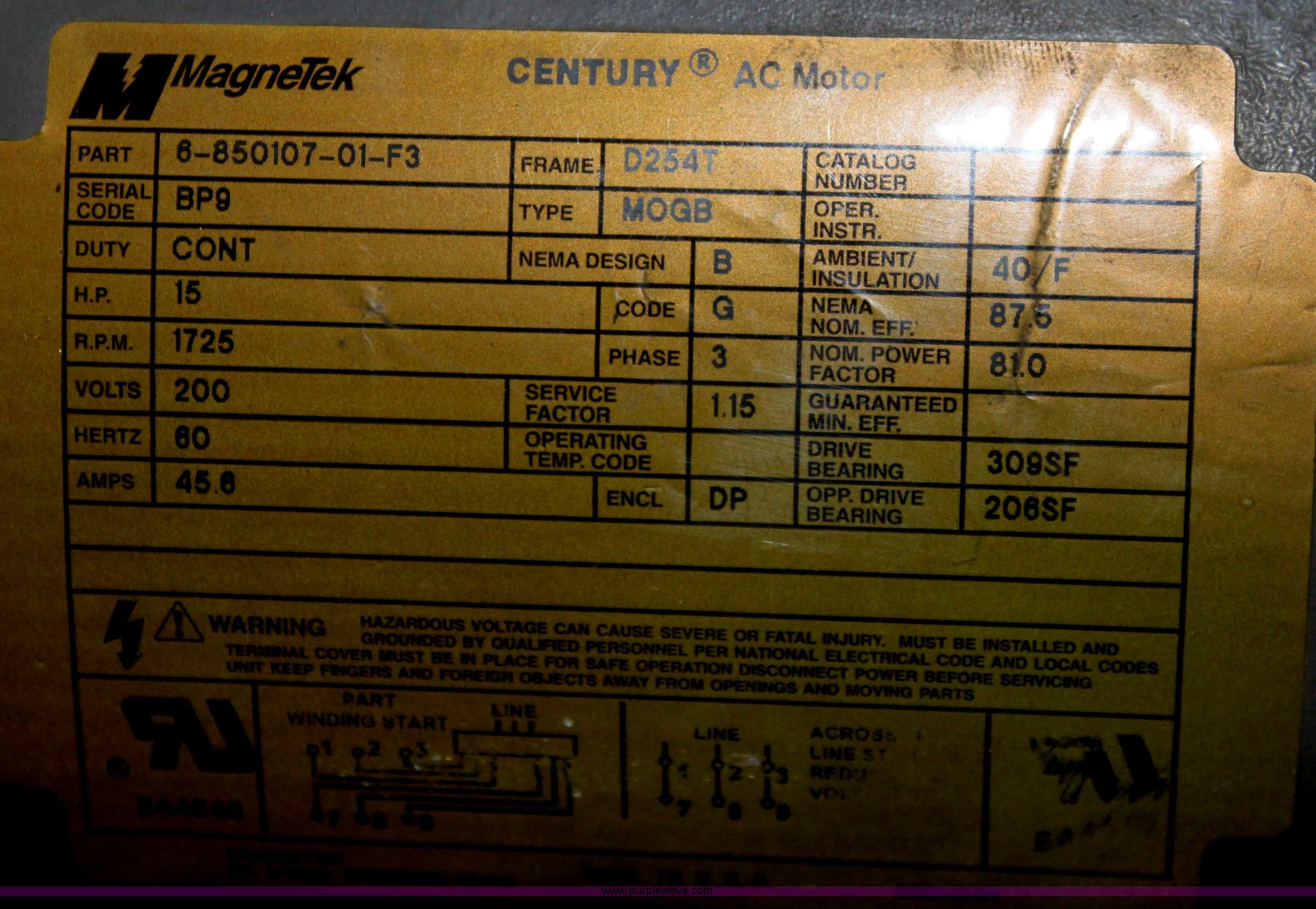 Century Electric H215T electric motor in Topeka, KS Item B8978 sold