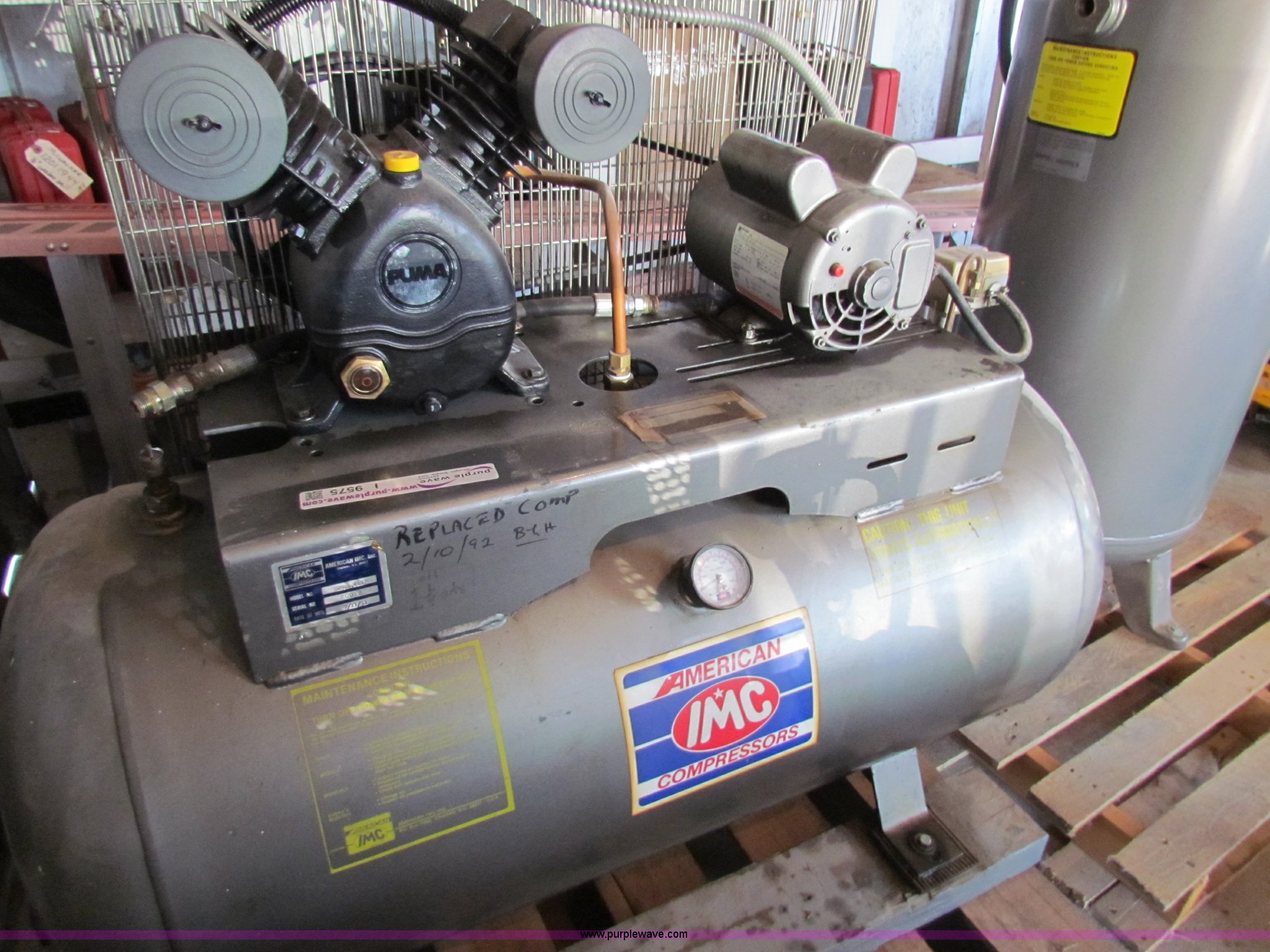 1991 American Imc T29.A.601H air compressor in Salina, KS | Item I9575 ...