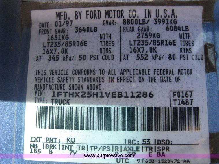 image for item A6067 1997 Ford F250 Heavy Duty supercab pickup truck