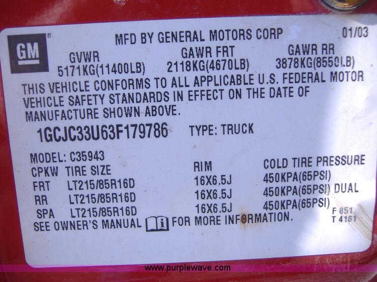 image for item B1036 2003 Chevrolet Silvrado 3500 Crew Cab dually pickup